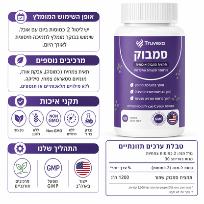 קומפלקס Truvexa לתמיכה במערכת העיכול עם סמבוק שחור, אבץ וויטמין C